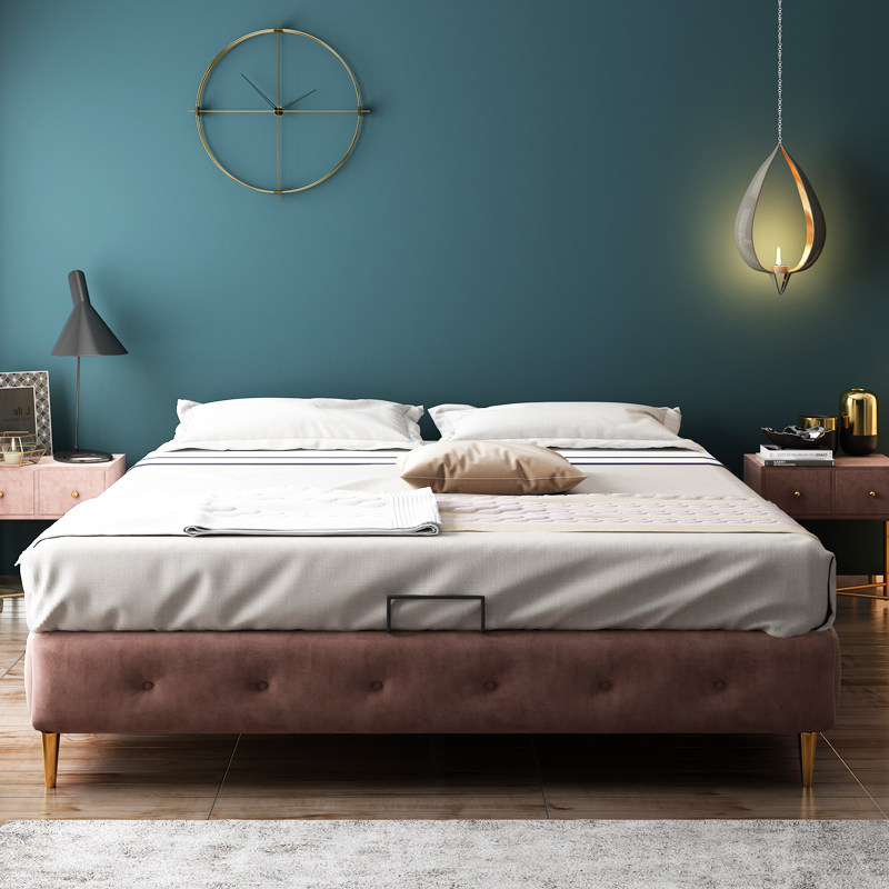 轻奢现代床头简约ins风格无靠靠背布艺床架布艺床