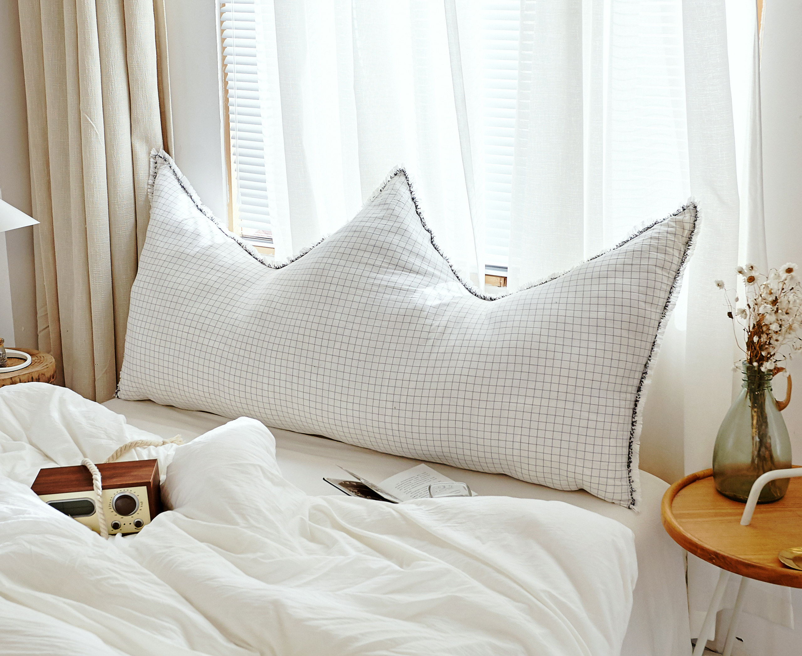 ins简约皇冠大靠背靠垫全棉床头枕