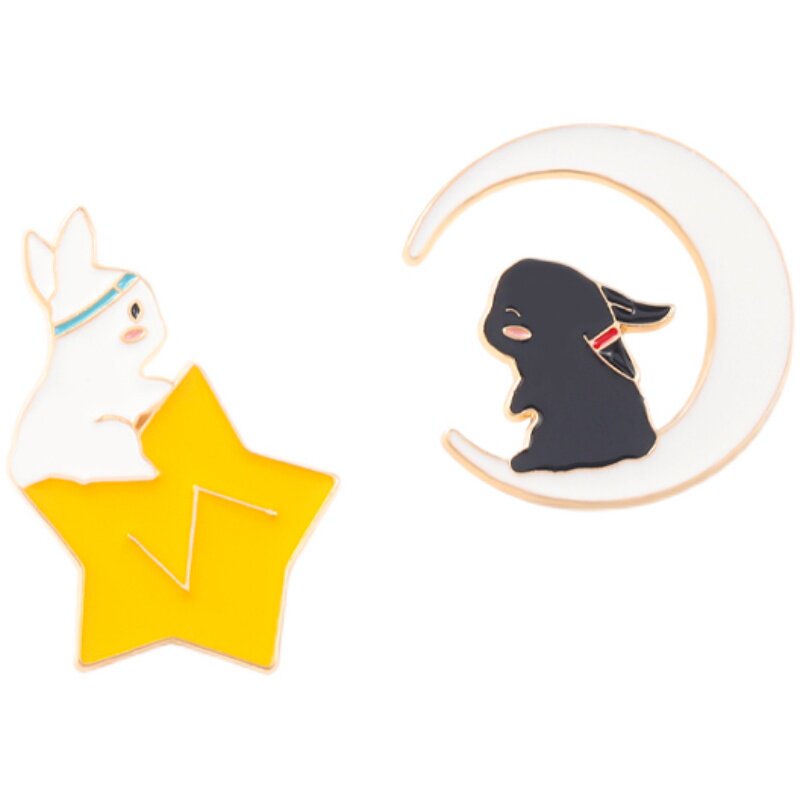 星星月亮兔子胸针可爱日系卡通金属徽章男女胸针