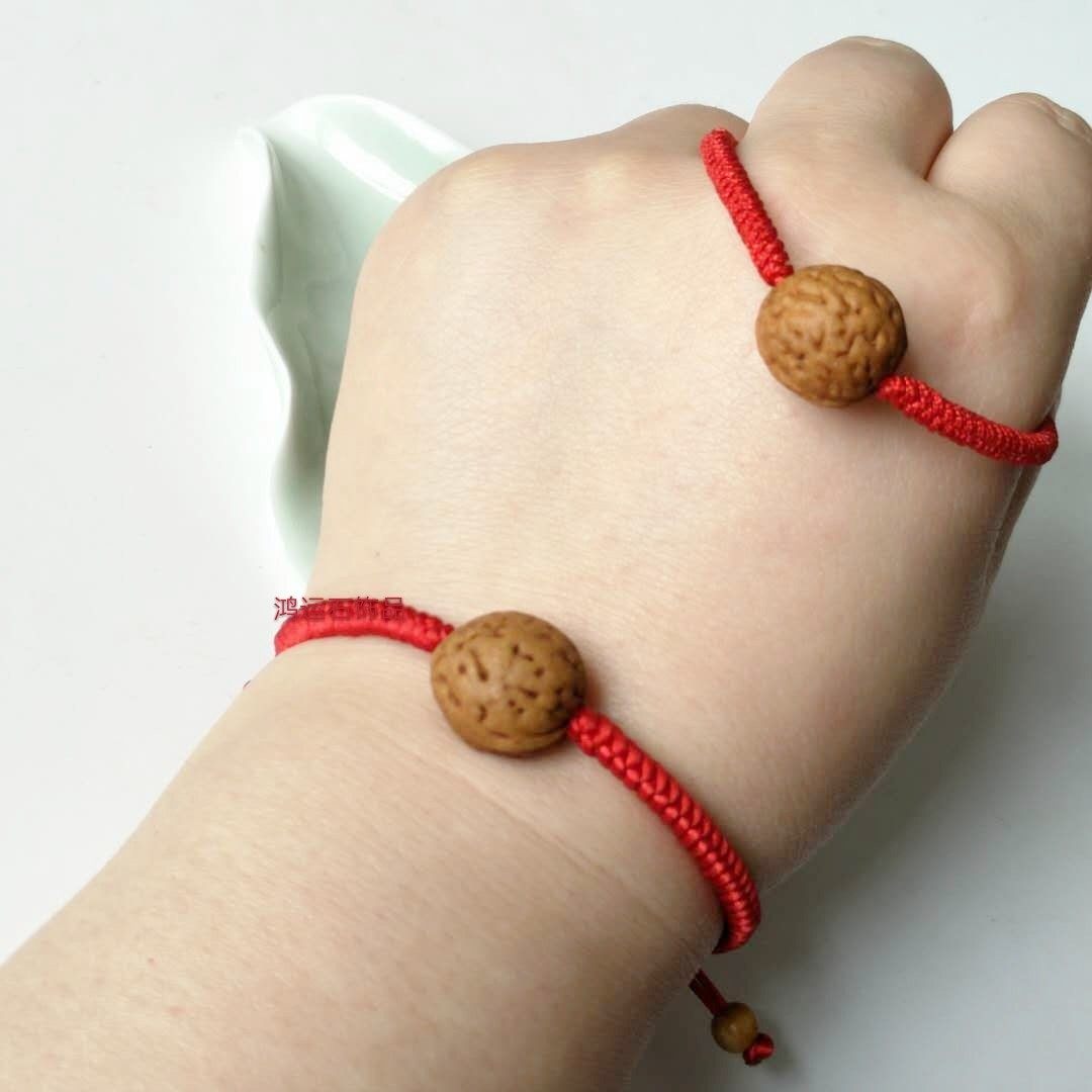 桃核野生手串桃木红绳手链脚链成人婴儿童宝手链