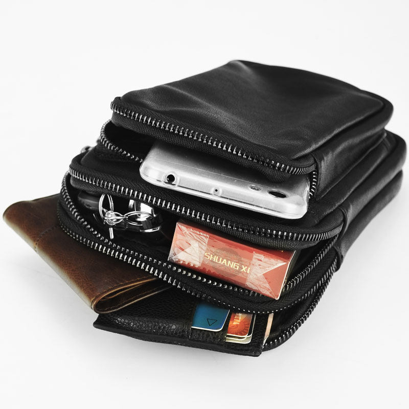 新款腰皮真皮头层羊皮多功能单肩斜挎手机休闲男士包袋