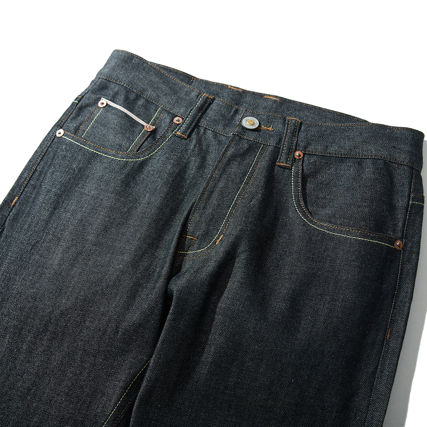 11oz春夏薄款黑牛赤耳丹宁九分mbbcar窄幅阿美牛仔裤