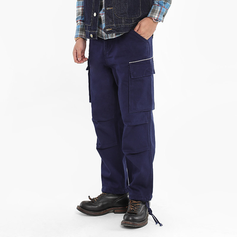 工装13oz法国蓝赤丹宁休闲裤m65军裤indigo蓝染休闲裤