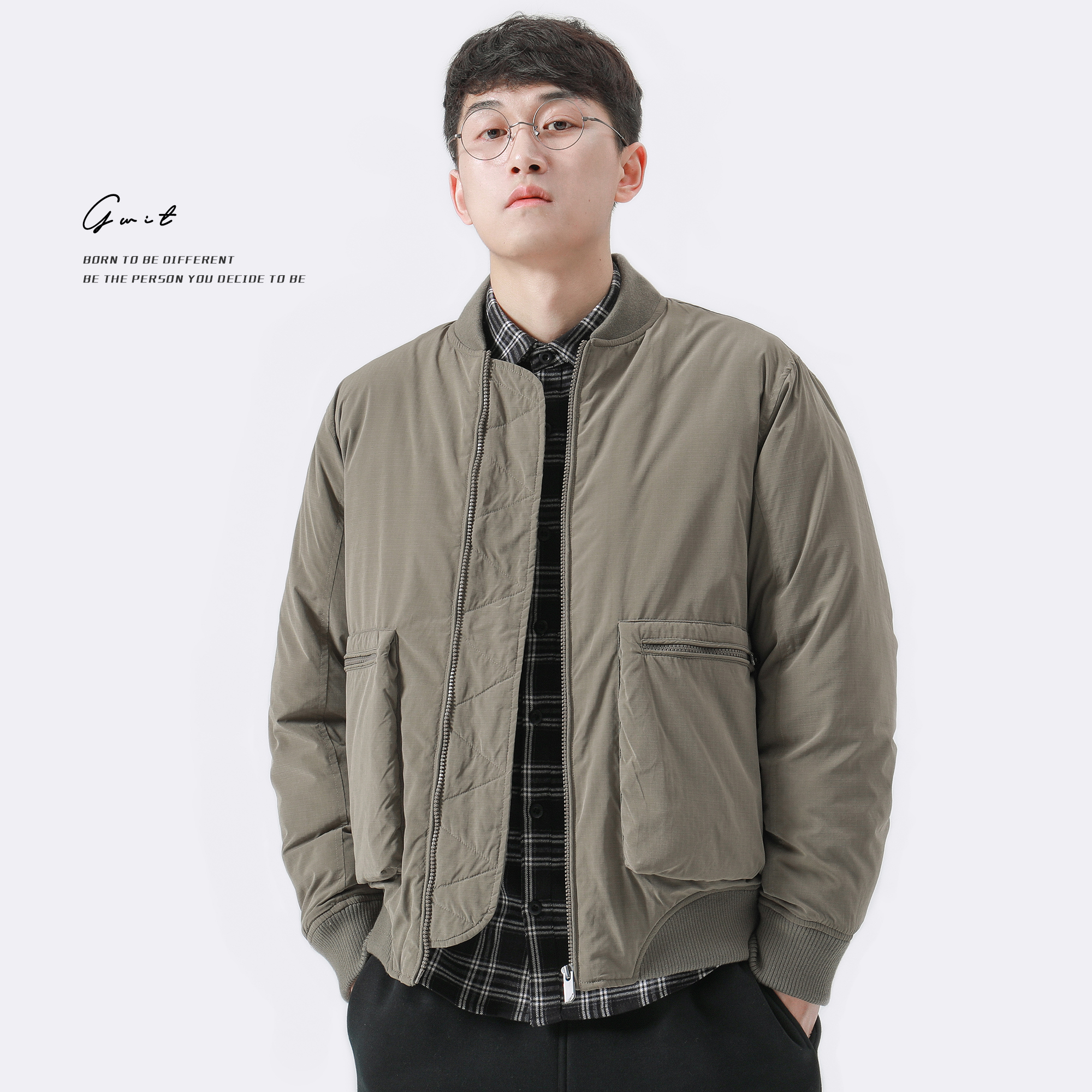 GWIT 冬季新款美式休闲宽松飞行员夹克棉衣夹棉棒球服外套棉服男