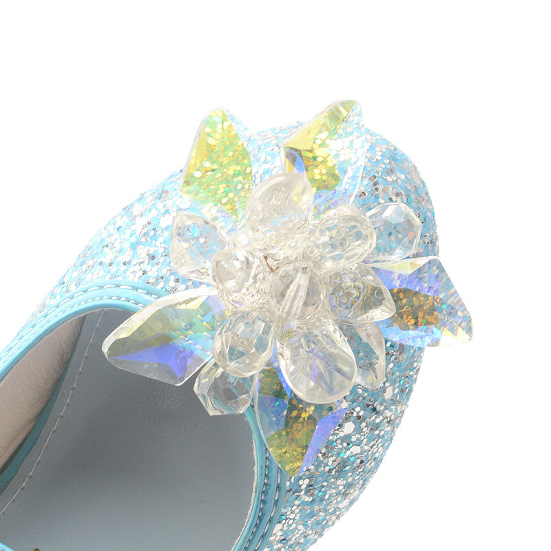 冰公主雪花水晶鞋儿童钢琴表演皮鞋银色elsa粉色皮鞋