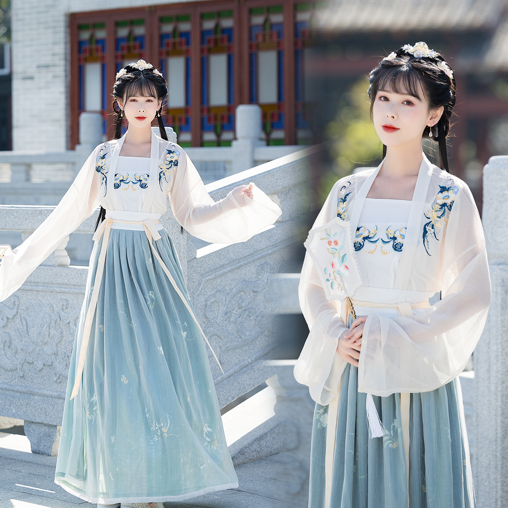 1825周岁传统日常宋制汉服女夏三件套刺绣对襟民族服装