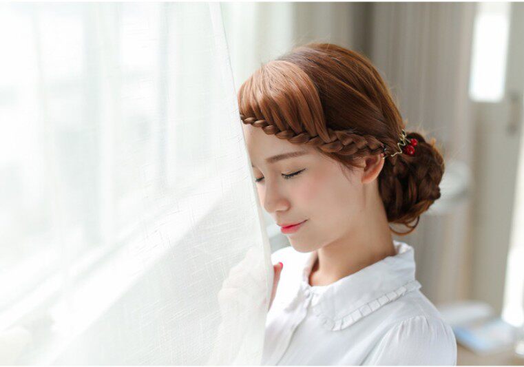 刘海辫子假发手工麻花麻花辫斜假片接发新款包邮刘海片