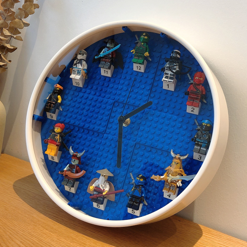 积木人时钟兼容乐高挂钟静音墙面装饰儿童卧室钟表挂钟