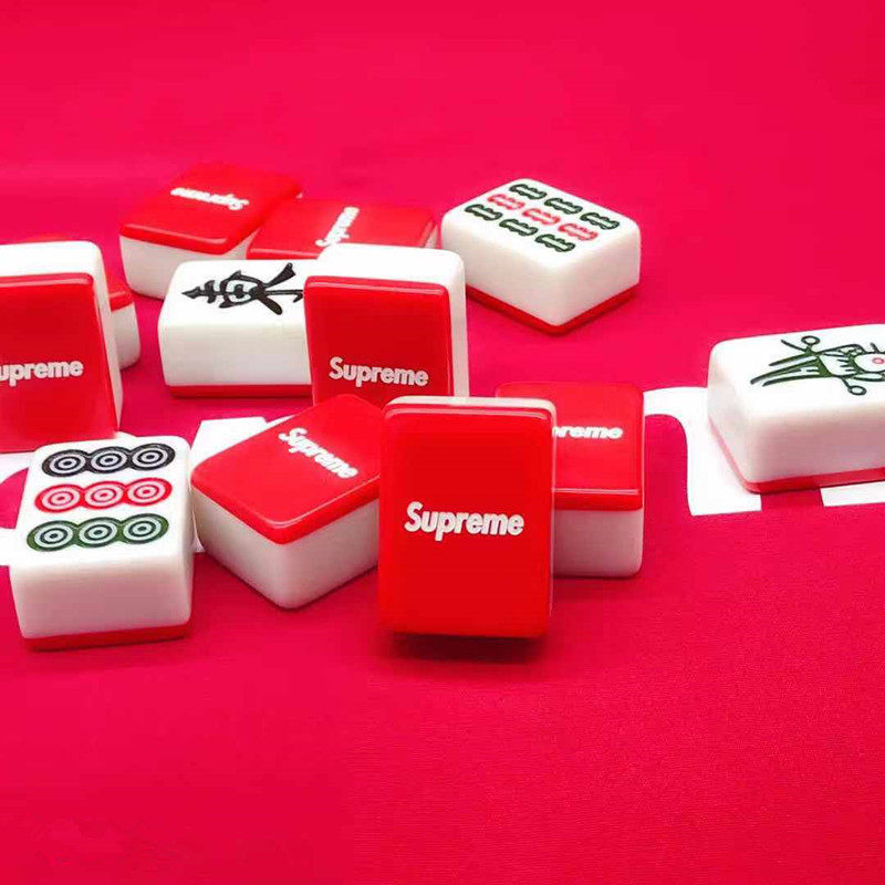 麻将经典红色潮牌supreme人群聚会麻友娱乐家用家用麻将