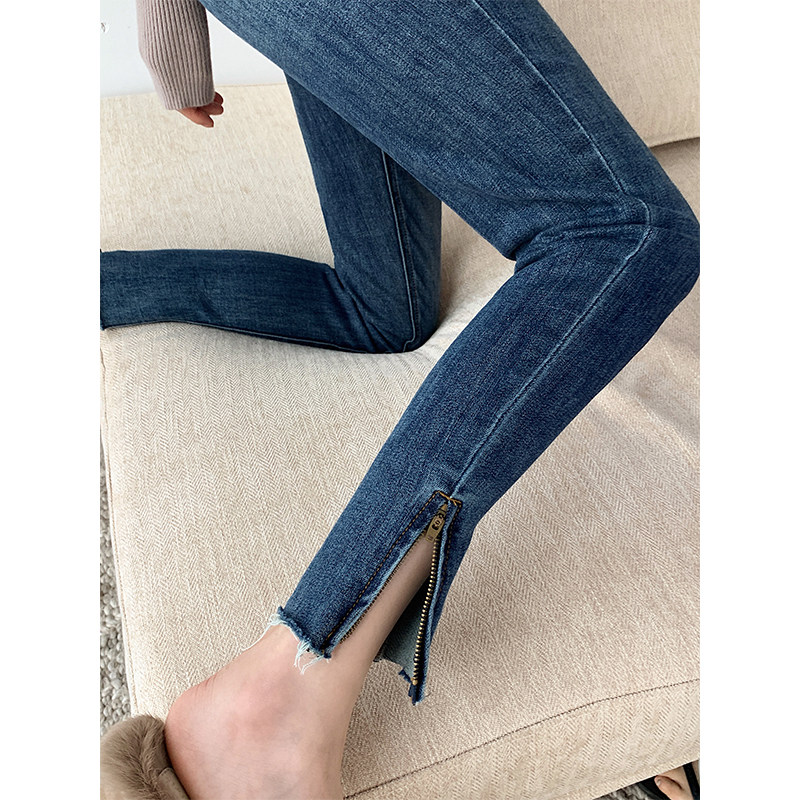 牛仔裤裤脚开叉经典修身显瘦休闲小脚xss007473牛仔裤