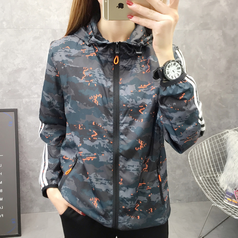 春夏季薄款风衣女户外爬山跑步防晒宽松连帽情侣款外套冲锋衣团服