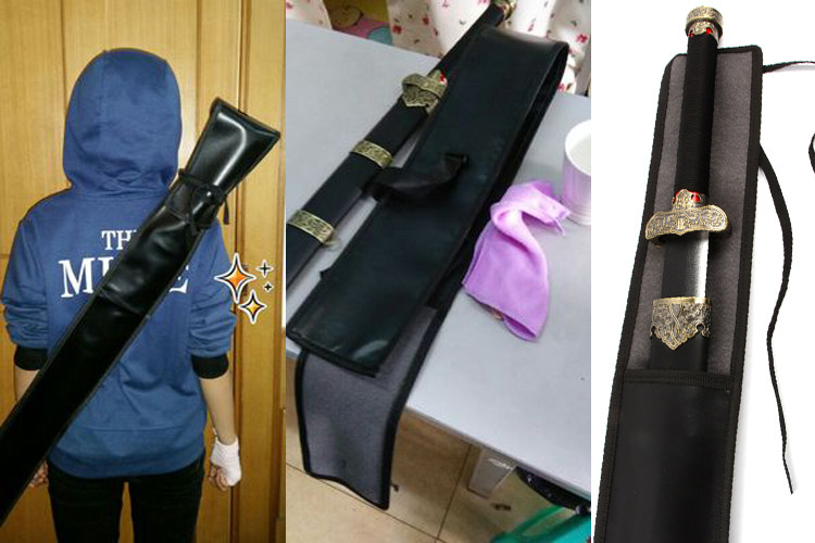 pu仿皮剑袋武士道剑道刀剑黑金古刀太极防尘cosplay配件