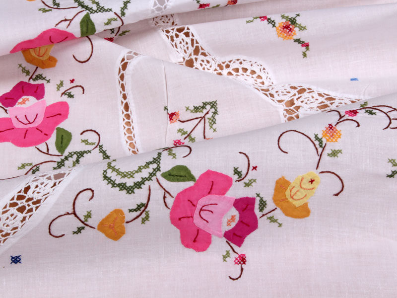 补花细线勾针手工十字绣桌布大处处理5547货号桌布