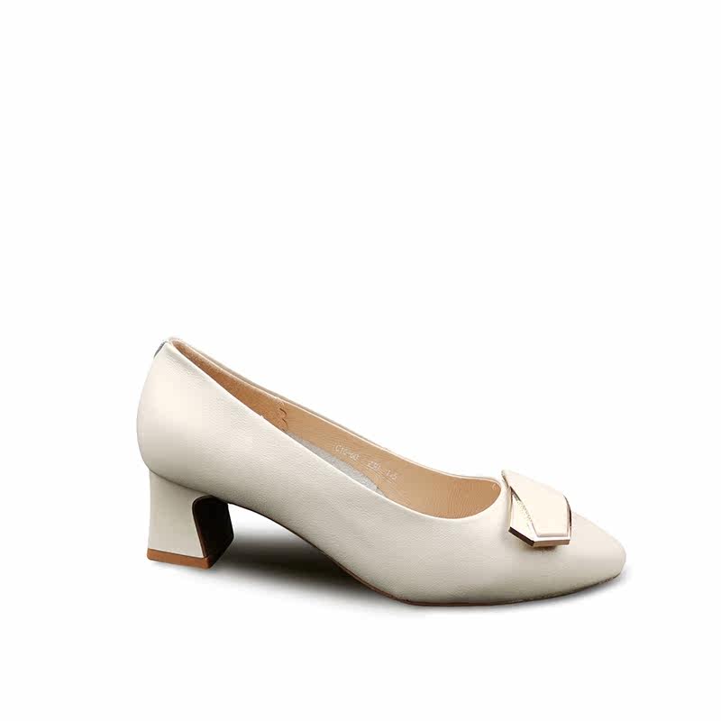 香牌皮鞋高跟鞋2021款真皮粗跟浅口软底单鞋职业单鞋