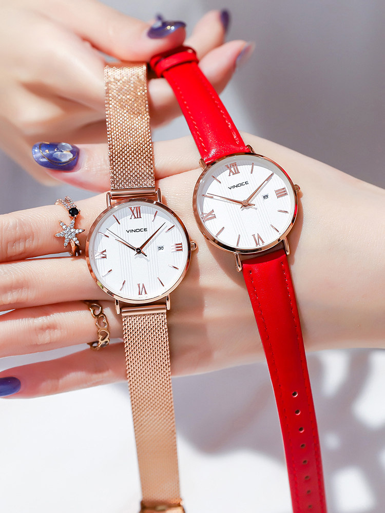 手表女士简约气质时尚大气防水女表皮带学生2019年新款名牌正品牌
