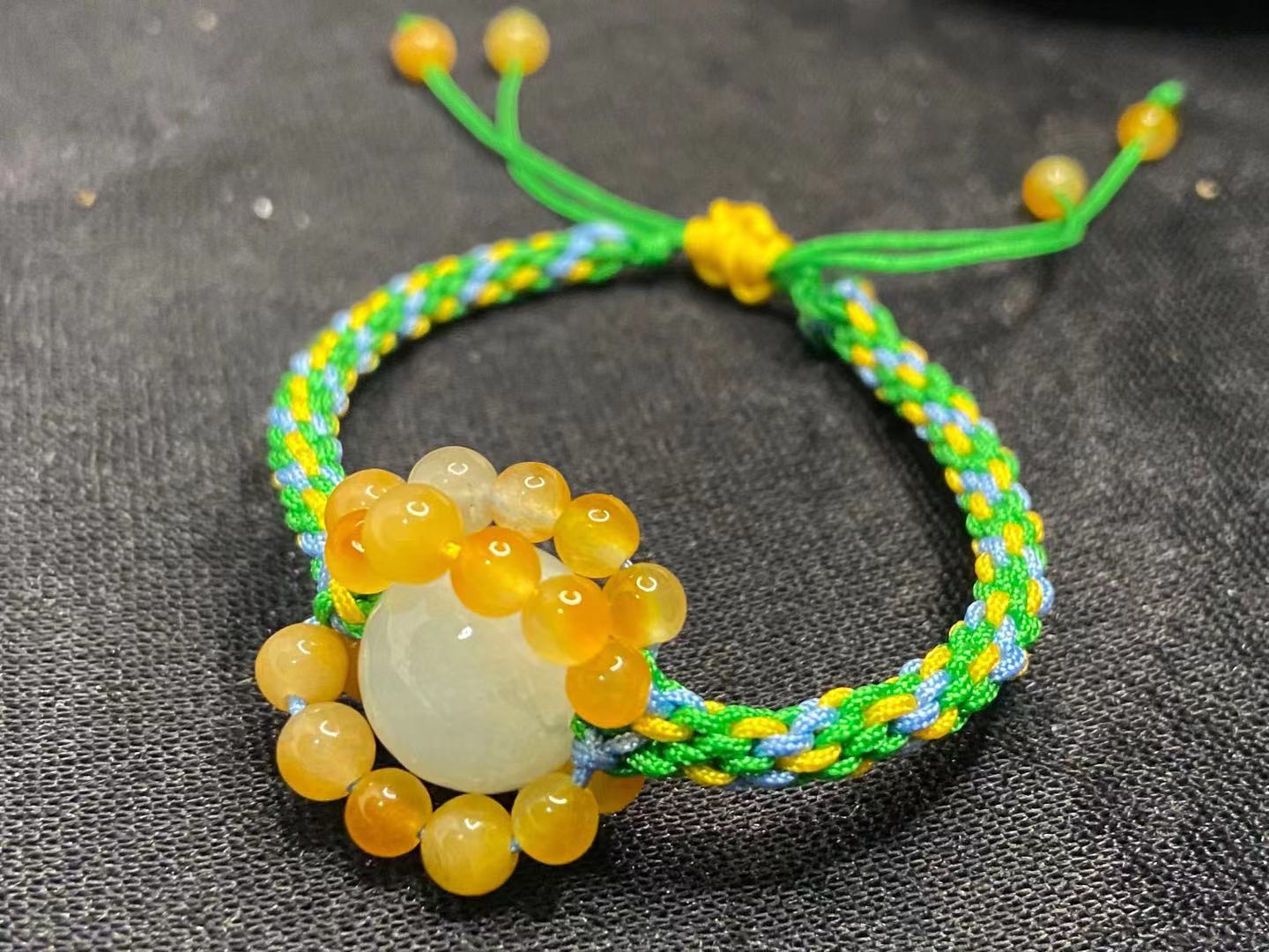 包邮现货糯冰种13mm翡翠珠子手链手工编制天然手链