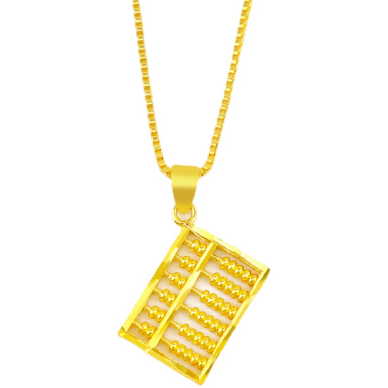 黄金足金算盘吊坠3d硬金纯金如意小算盘挂坠颈饰