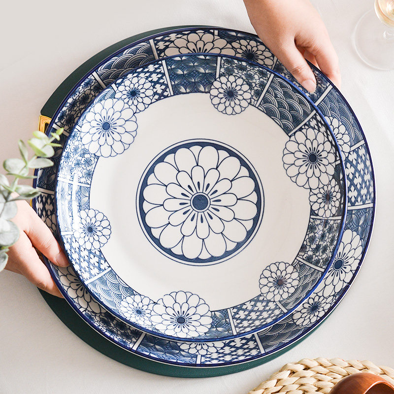 盘子剁椒鱼头专用12寸大盘子蒸鱼家用陶瓷超大盘