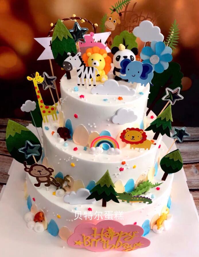 动物世界老虎恐龙大象狮子儿童节宝宝生日蛋糕派对上海新鲜生日蛋糕