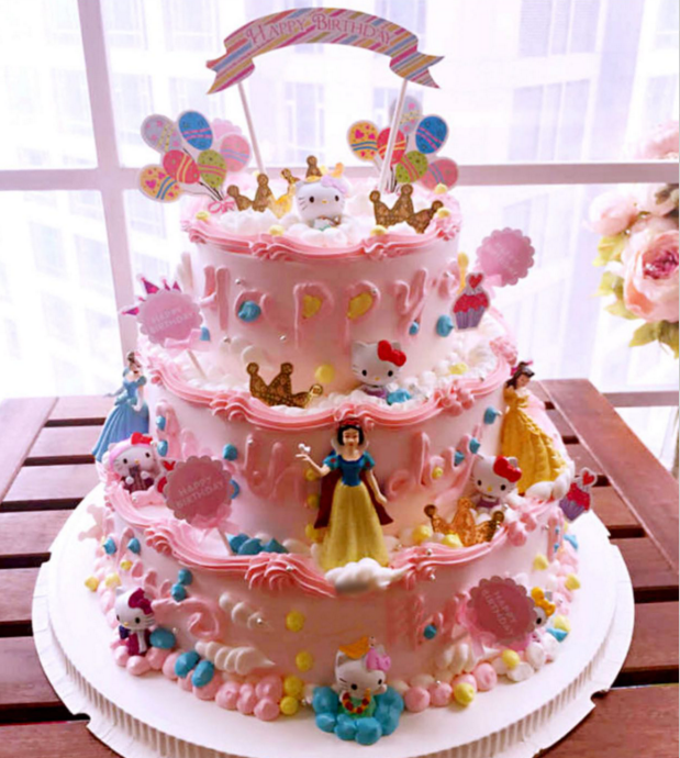 蛋糕上海生日蛋糕儿童周岁白雪公主满月百日庆典卡通新鲜生日蛋糕