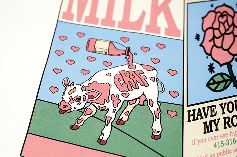 graf原创品牌spiltmilk覆水难收草莓味牛奶盒拼接宽松休闲t恤短袖