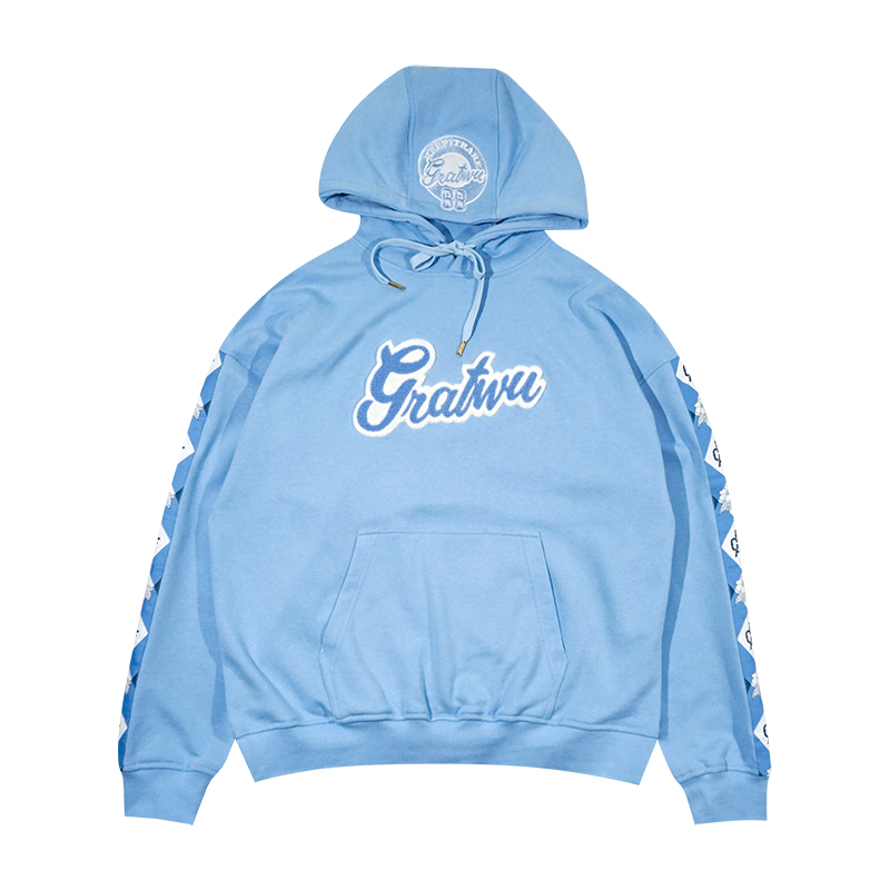 GRAF原创品牌春季花卉美式设计元素北卡蓝织带系列毛圈套头卫衣