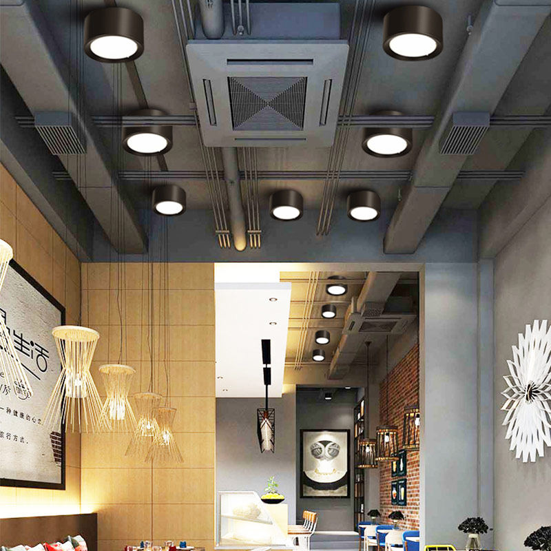 明装筒灯圆形led黑色8寸吸顶灯开孔吊装吊线筒灯