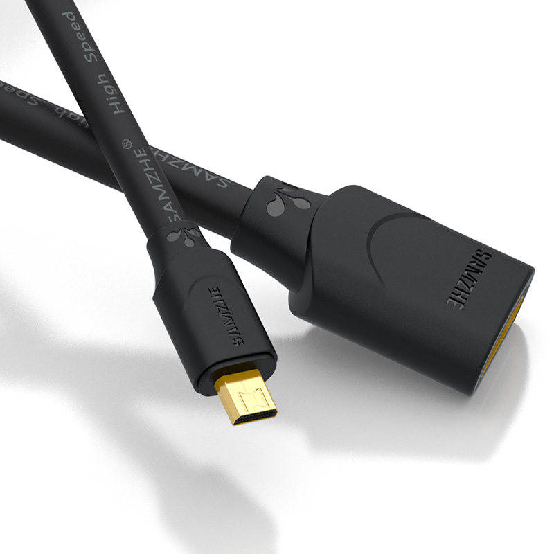 山泽micro hdmi转hdmi母转接短线微型0.3米相机平板接电视转换线