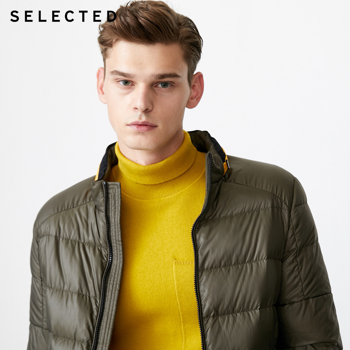 3件9折思莱德时尚休闲立领鸭绒拼色羽绒服外套s419412564