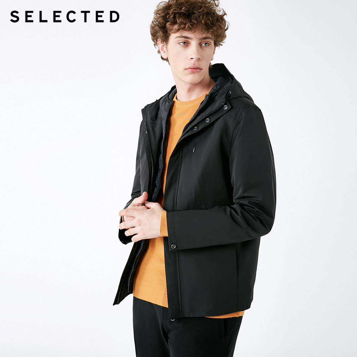 绫致selected思莱德男可拆卸内胆短款羽绒服s|418412536