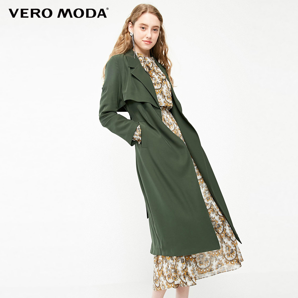 绫致vero moda新款通勤韩版垂感中长款风衣外套女|319121509