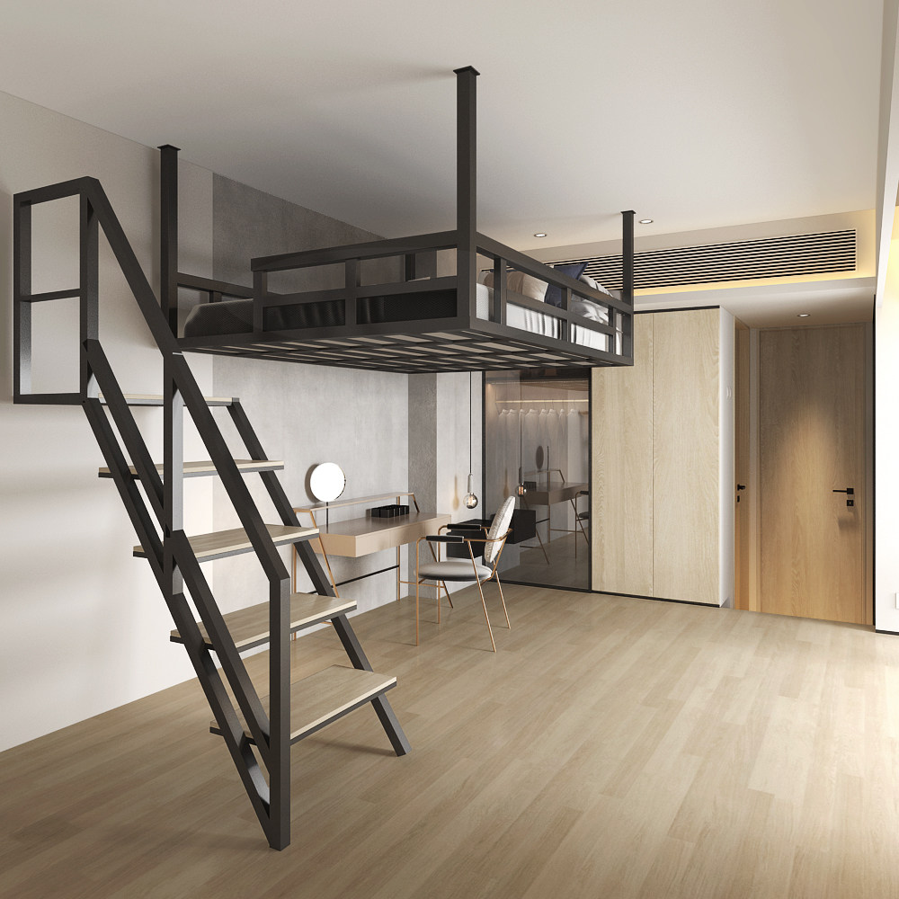 铁艺高架壁挂式吊床创意节省空间宿舍公寓双人铁艺