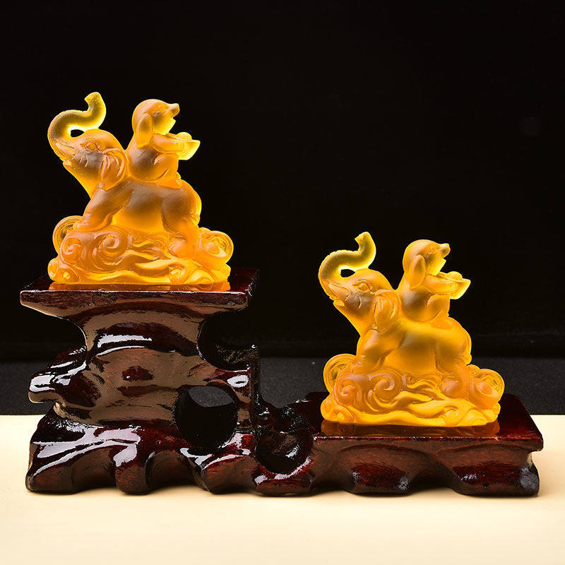 2021年属猪锦兔攀象琉璃摆件生肖猪猪饰品家居摆件