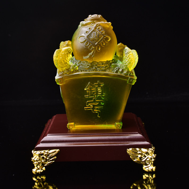 2021辛丑牛年一甲镇琉璃沙金摆件家居工艺饰品办公室摆件