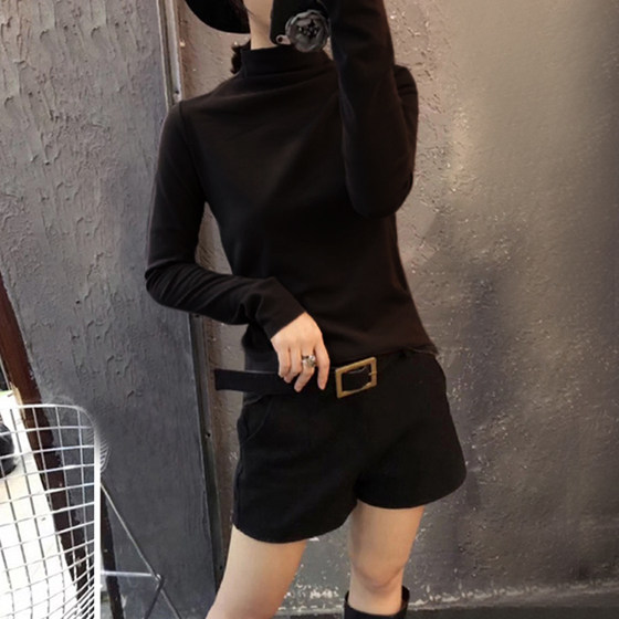 Korean Thin Cashmere Half High Collar Bottoming Shirt Frosted Long Sleeve Women's T-shirt Warm Autumn And Winter Versatile Slim Top Korean Thin Cashmere Half High Collar Bottoming Shirt Frosted Long Sleeve Women's T-shirt Warm Autumn And Winter Versatile Slim Top