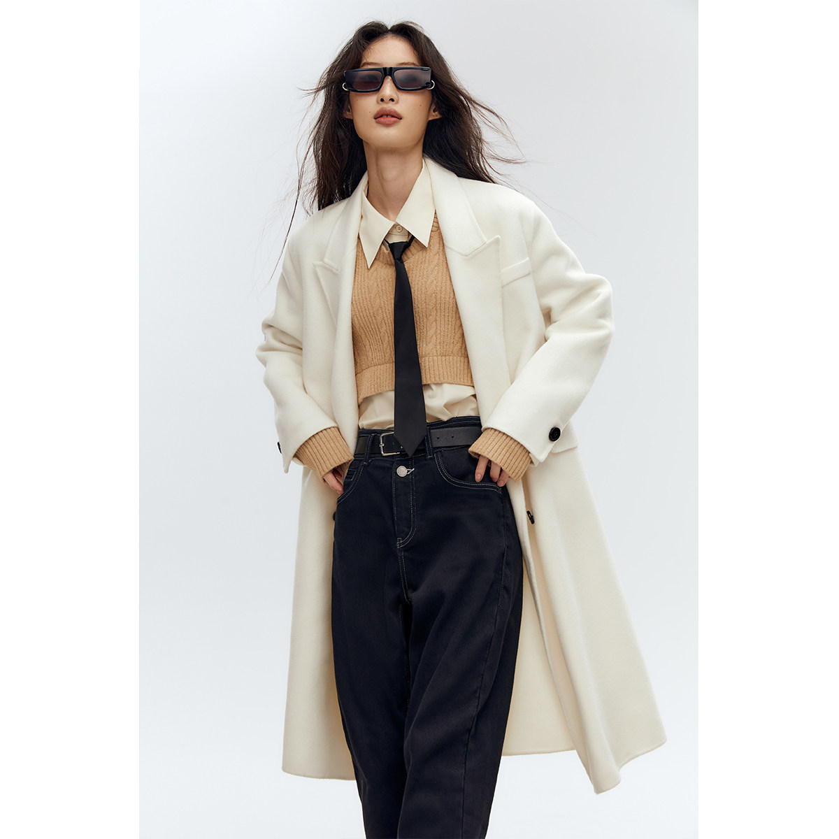 商场同款太平鸟2022冬季新款气质全羊羊毛双面毛呢外套