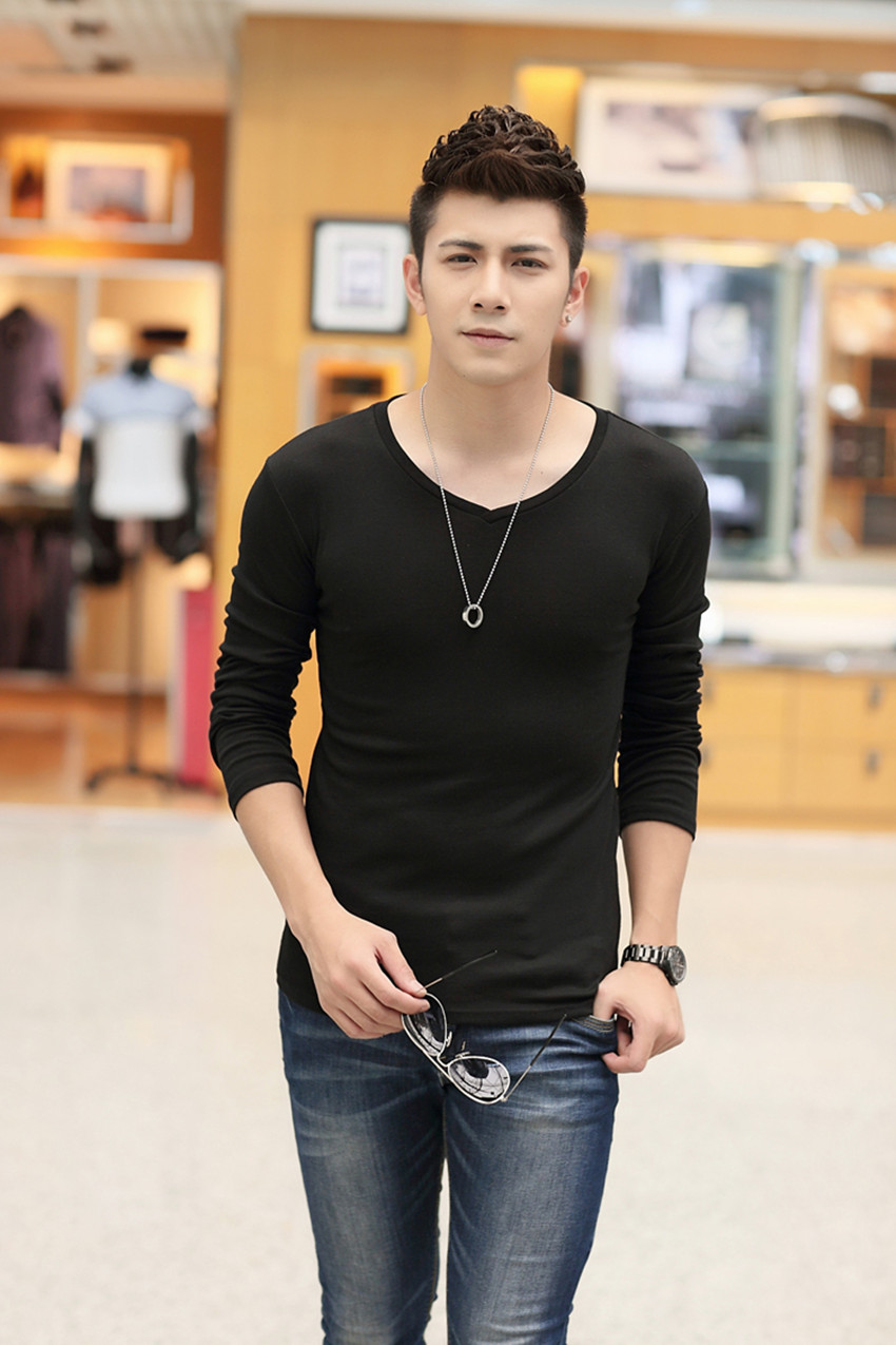 男士单件秋衣上衣长袖莫代尔纯棉春秋秋冬保暖保暖上装