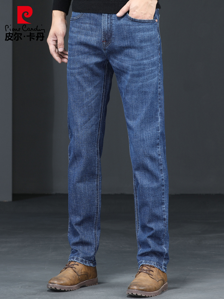 皮尔卡丹春秋季男士牛仔裤直筒宽松男裤休闲修身长裤子男夏季薄款