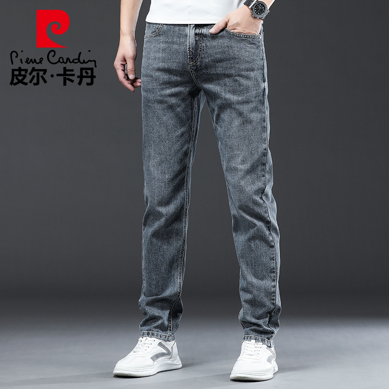 皮尔卡丹春夏季牛仔裤男薄款潮宽松直筒修身弹力韩版长裤休闲长裤