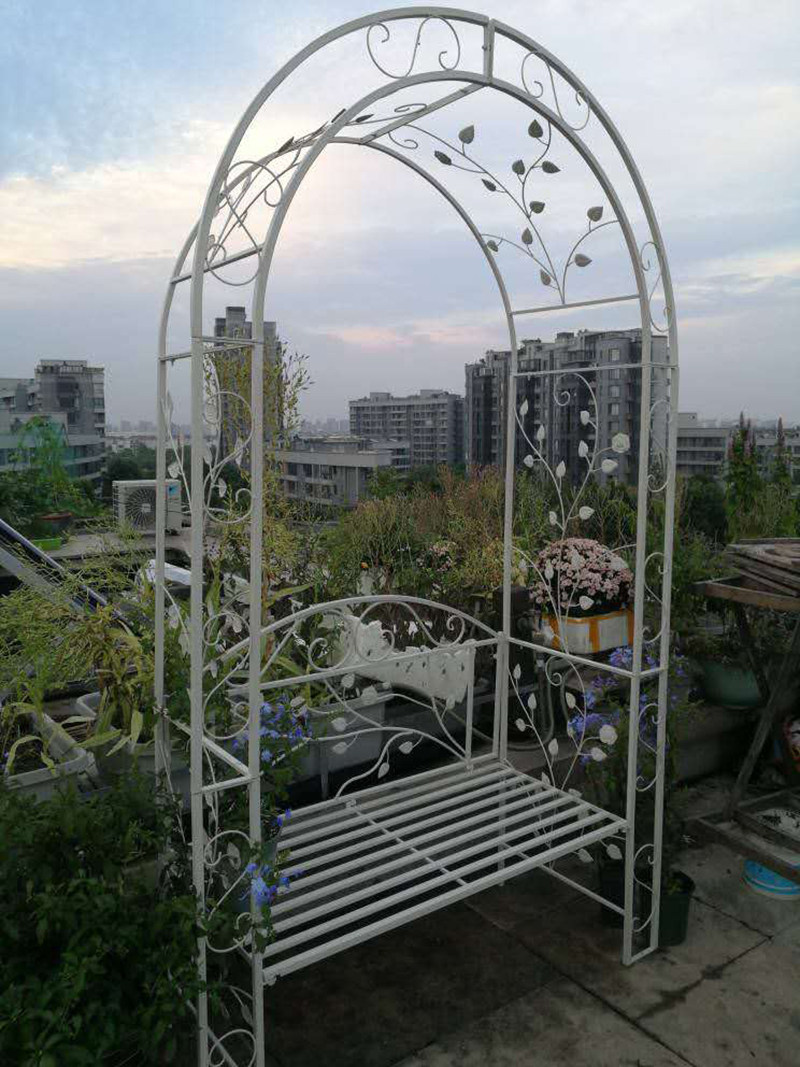 户外铁艺拱门花架座椅庭院阳台蔷薇月季葡萄花架