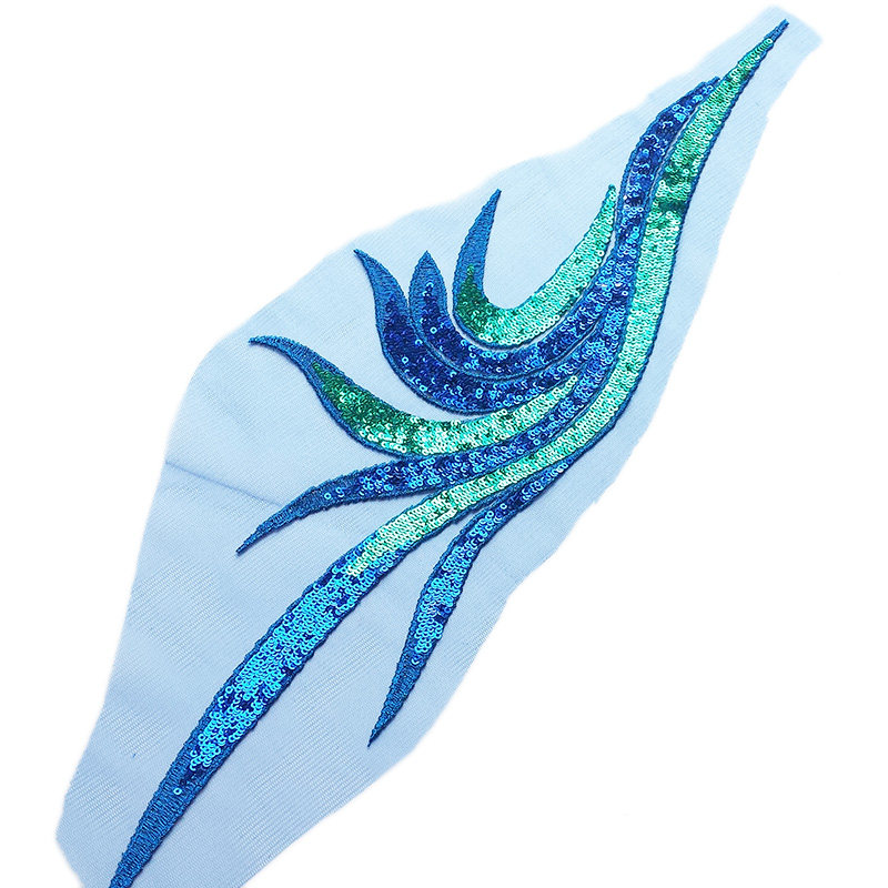 凤尾装饰礼服表演布贴刺绣亮片花纹抽象百变布贴