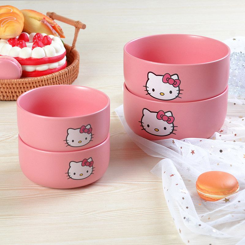 新品6寸hellokitty网红少女心粉色带盖面碗汤碗凯蒂猫碗