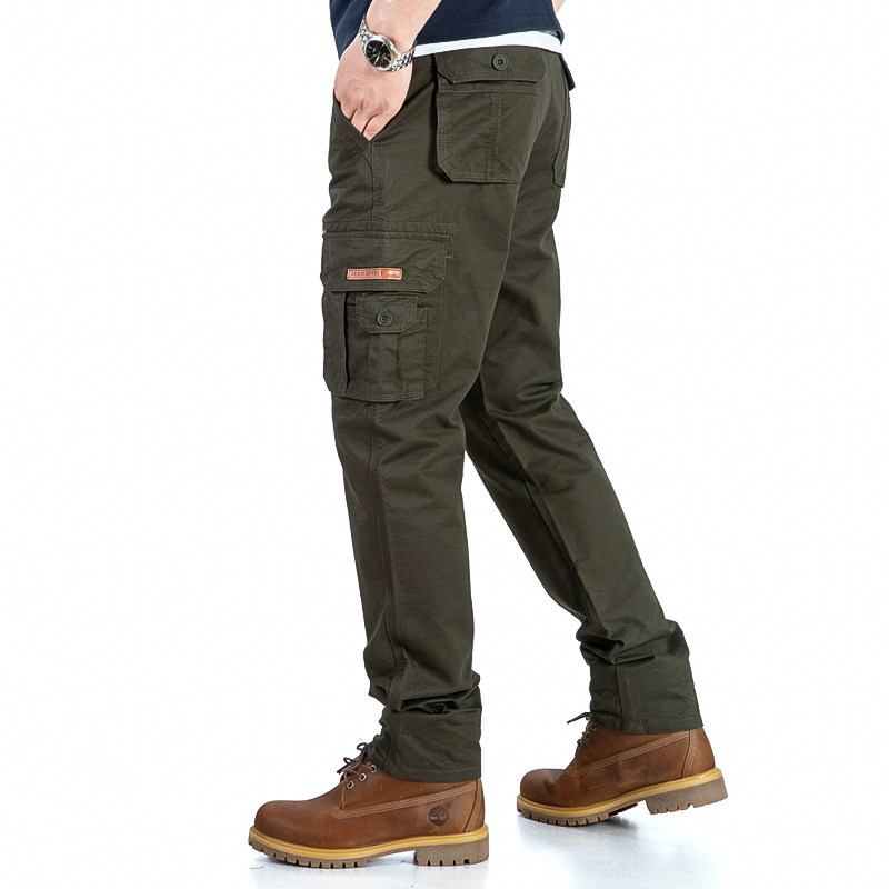 jeep工装裤男士秋冬厚款直筒宽松多口袋长裤子纯棉男休闲工装男裤