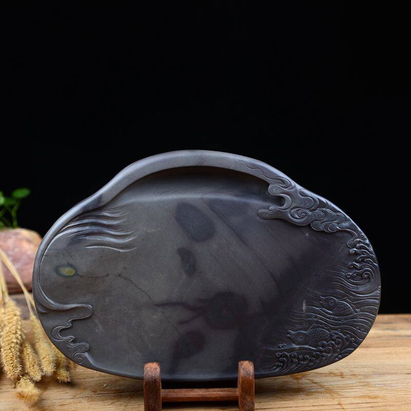 砚台端砚斧柯白岩火捺手工雕刻石质细腻文房四宝文房四宝