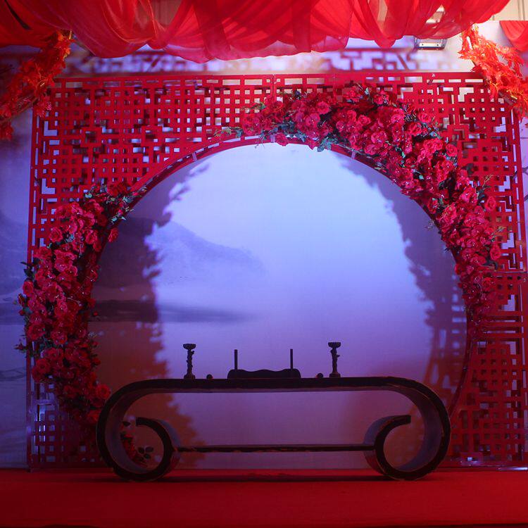 新款中式婚庆道具中华复古婚礼舞台迎宾区装饰拱门