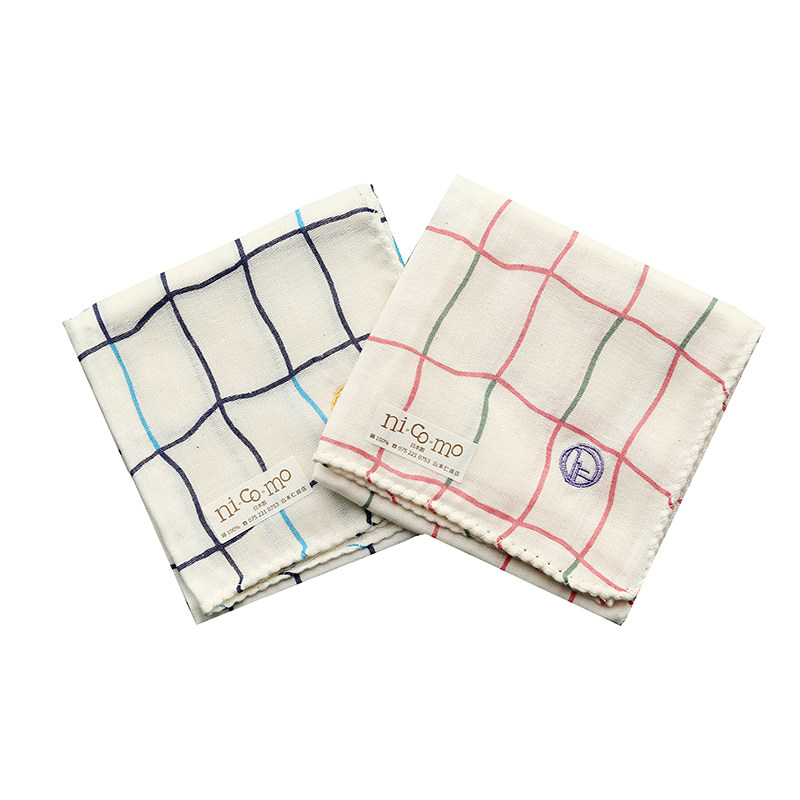 2条包邮~日本制女士男士棉纱手帕手绢柔软纯棉双层锁边条纹-图4