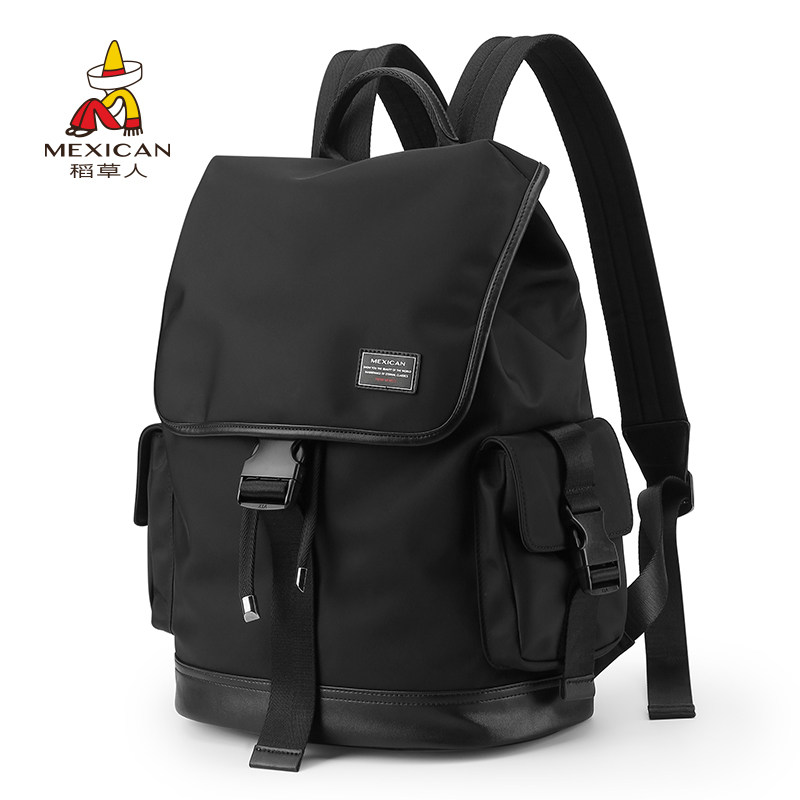 稻草人背包男双肩包休闲潮流多功能电脑包帆布旅行包简约双肩背包