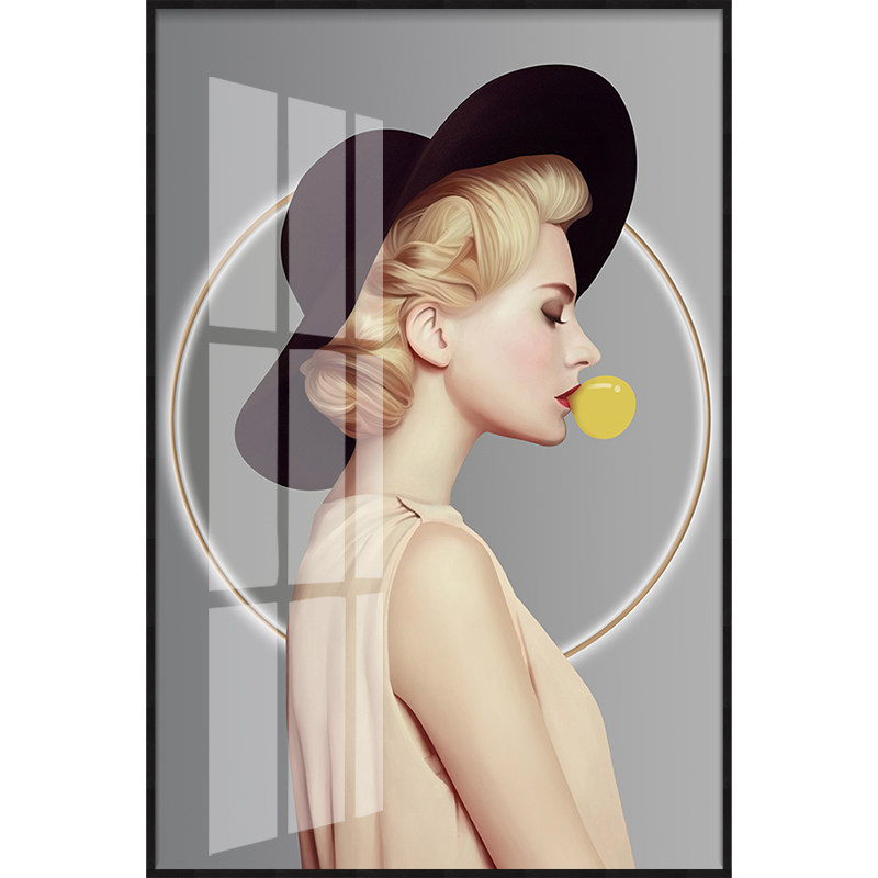 客厅沙发背景靠墙装饰画轻奢帽子美女后现代挂画现代装饰画