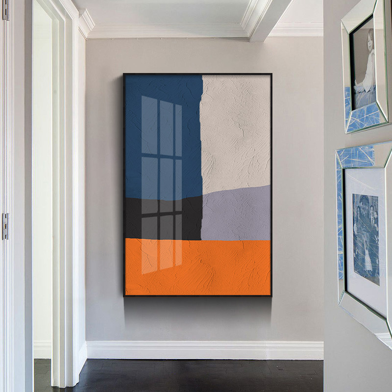 油画客厅玄关走廊装饰画抽象简约色块壁画餐厅现代装饰画