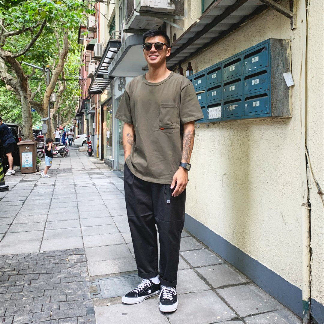 余文乐工装裤男大码九分裤王信凯同款阔腿宽松休闲裤